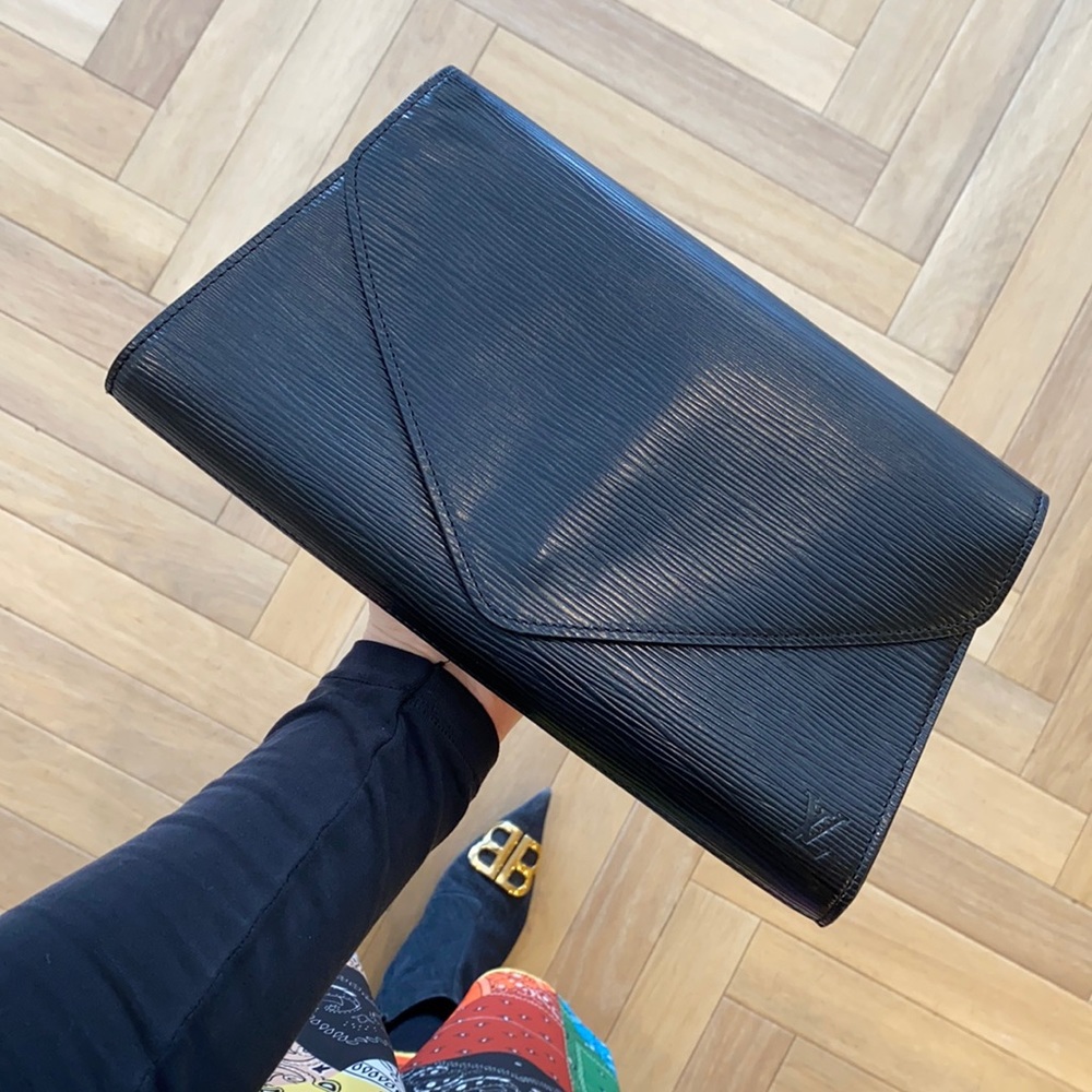 Louis Vuitton Black Epi Leather Art Deco Clutch